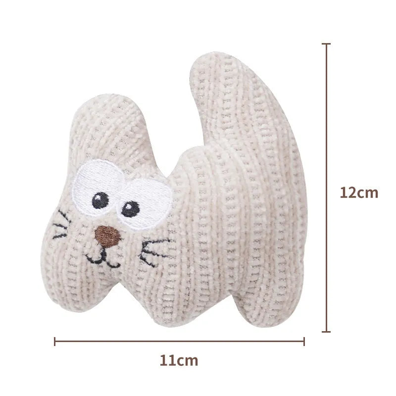 Cyan and light coffee plush catnip chew toy with bell for cats on a plain background
