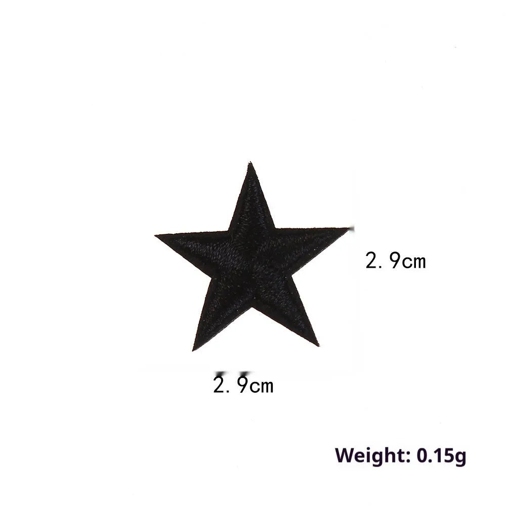 Colourful five-pointed star embroidery patches and cloth stickers for DIY clothing decoration.