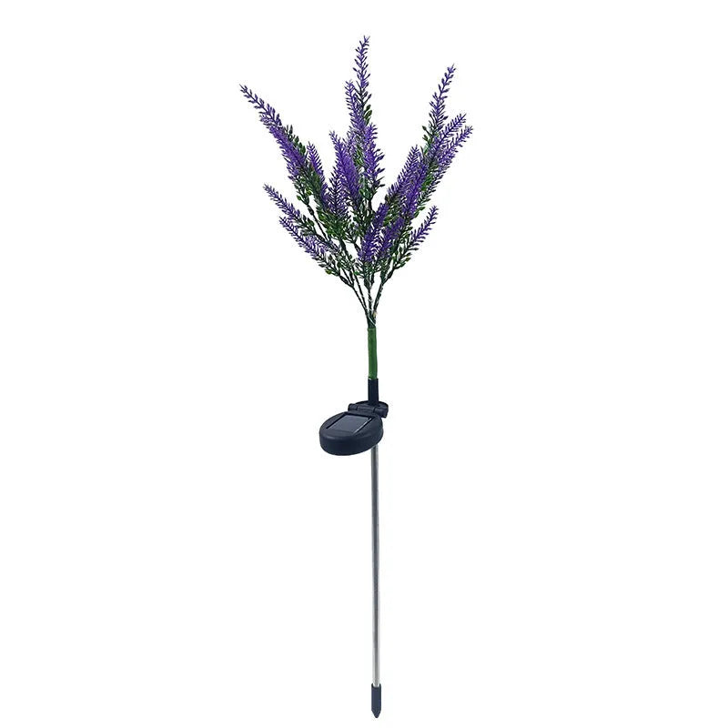 74cm tall solar-powered LED garden light with flower shape and stainless steel stem in a lavender colour