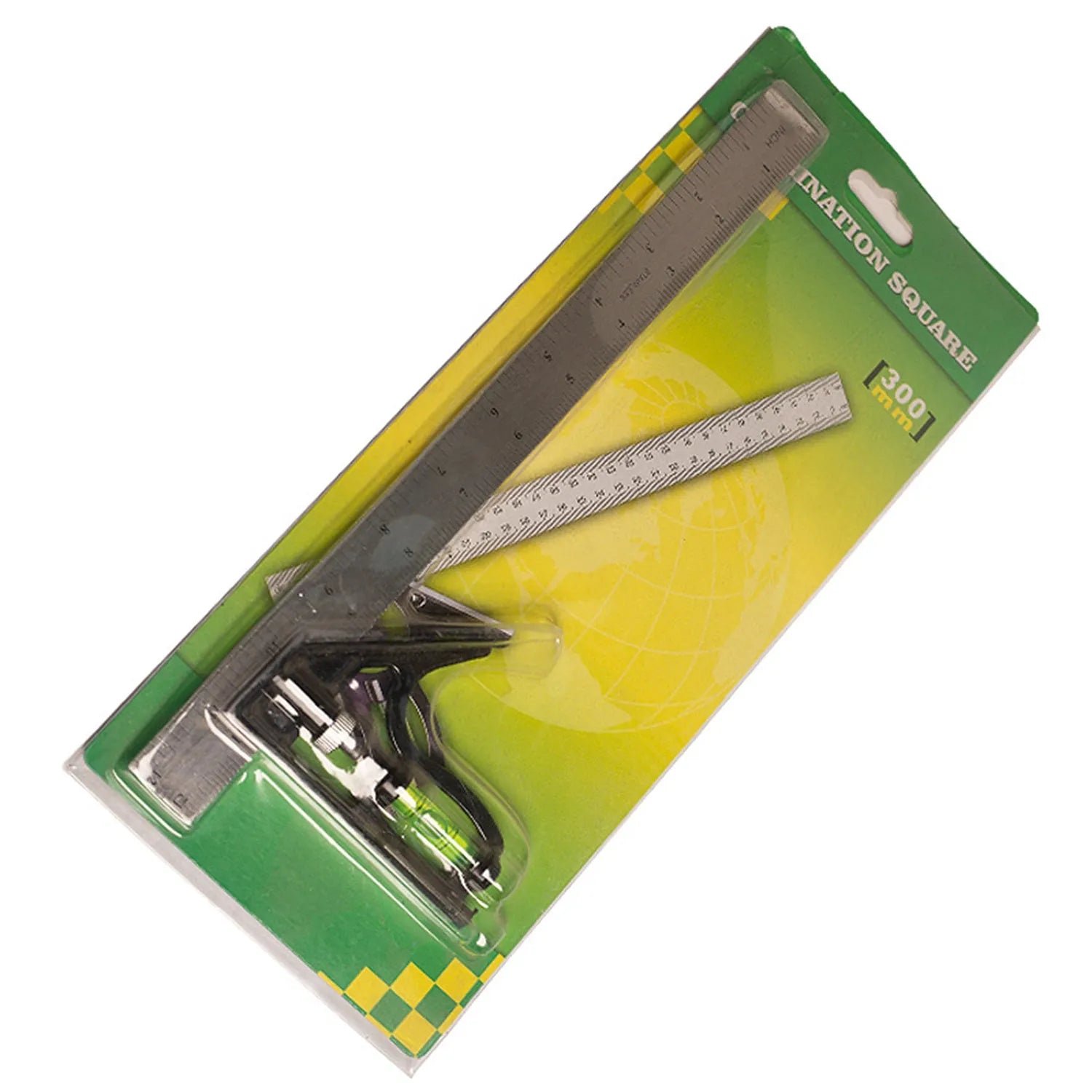 Red 7-inch metal combination angle ruler showing both imperial and metric measurement scales