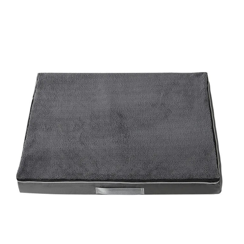 Memory sponge dog mat with removable Shu cotton velvet cover in brown colour