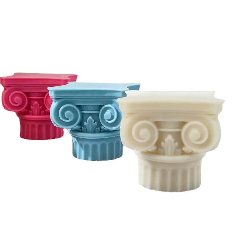 C271 specification Roman pillar silicone mould for candle making and crafting on a white background.