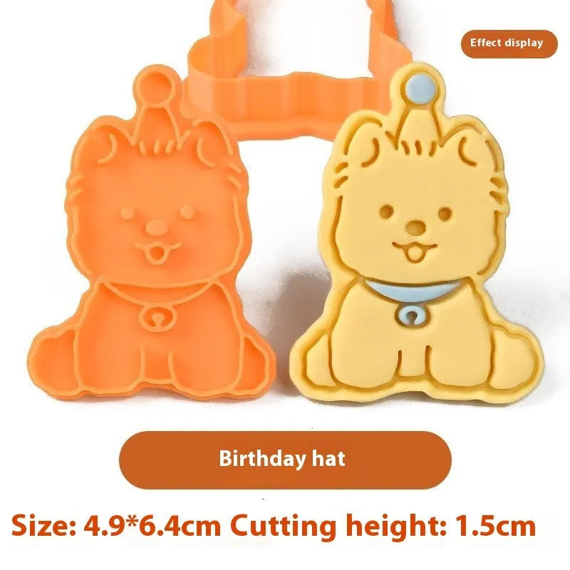 3D plastic puppy cartoon biscuit mould with seven design options
