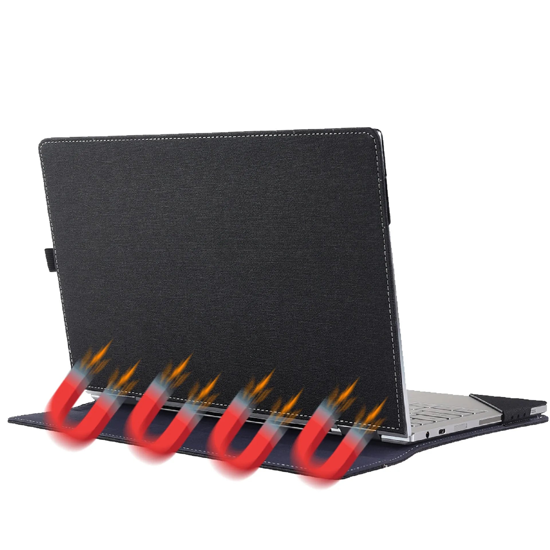 Black imitation leather protective sleeve for Microsoft Laptop6 with Chinese-style bracket closure