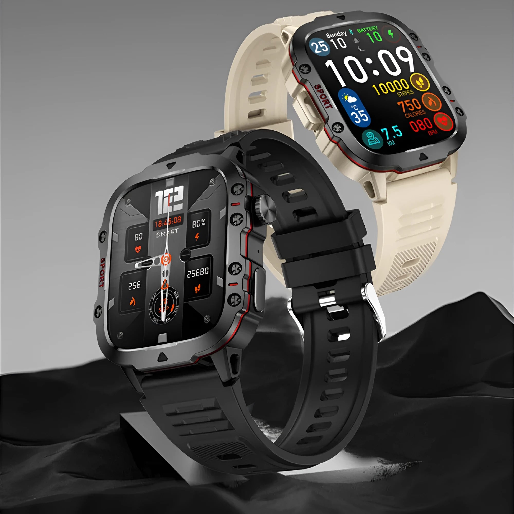 QX11 smartwatch with zinc alloy case on black silicone strap showing touch screen display