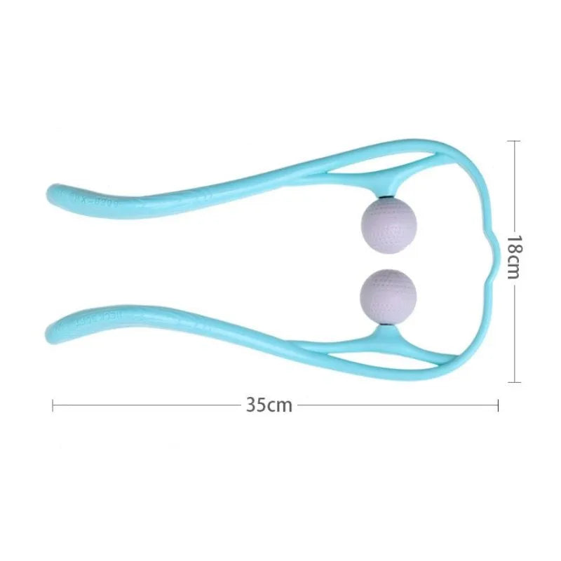 Blue plastic swan-shaped hand massager with adjustable stand and 3D floating point massage heads.