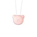 Mini USB portable air purifier necklace in blue, shown next to its charging cable.