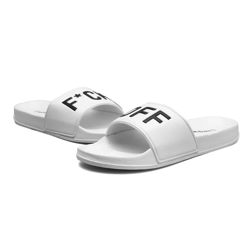 Large men's open toe slippers with a black viscose upper and rubber sole, shown on a size 46 label.