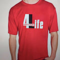 Red men's cotton t-shirt with short sleeves and round neck on mannequin showing loose fit