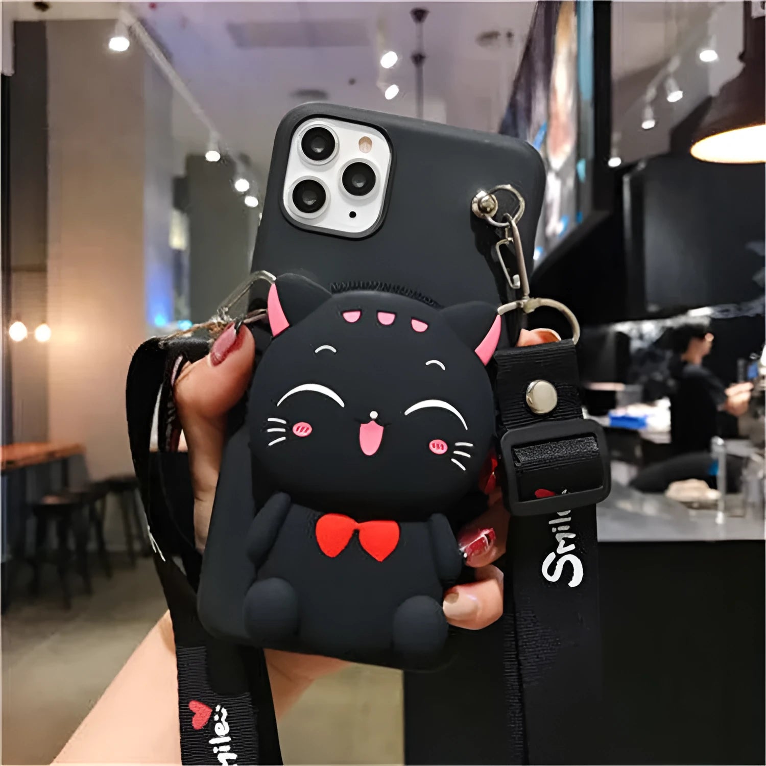 Cartoon camouflage silicone wallet case for Huawei phones in various colours, showing card slots.