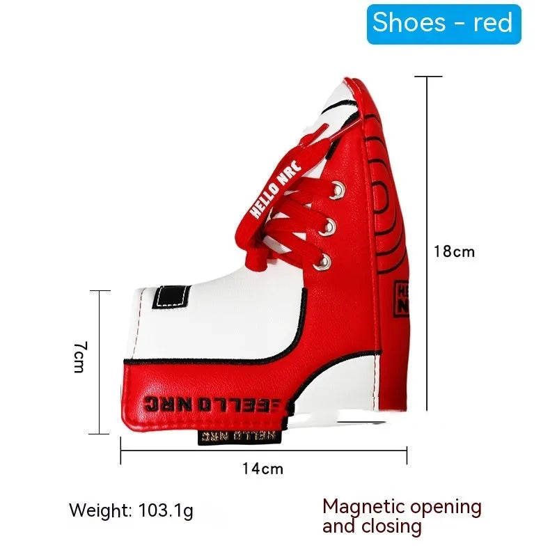 Golf putter sleeve with novelty design options for straight bar clubs