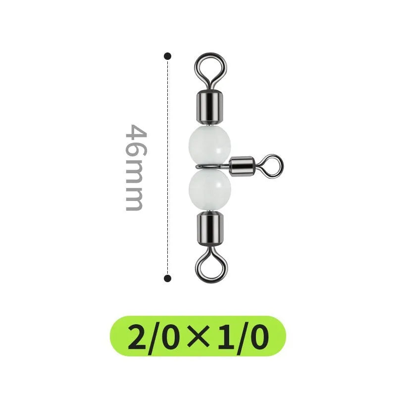 Copper three-fork luminous swivel bead and T-type balance fork ring fishing lure accessories.