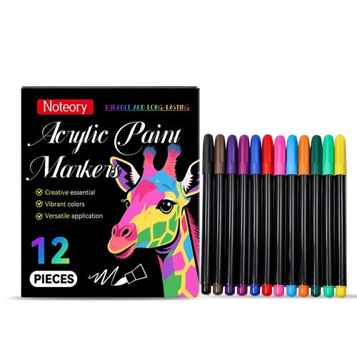 Set of 12 acrylic paint markers for multi-surface art and craft projects