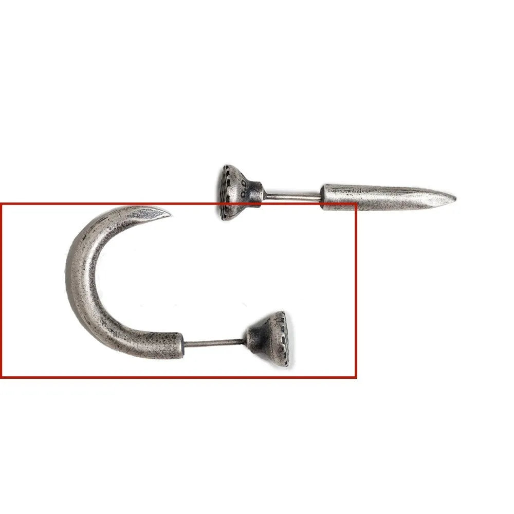 S925 sterling silver nail stud earrings in straight and curved punk styles