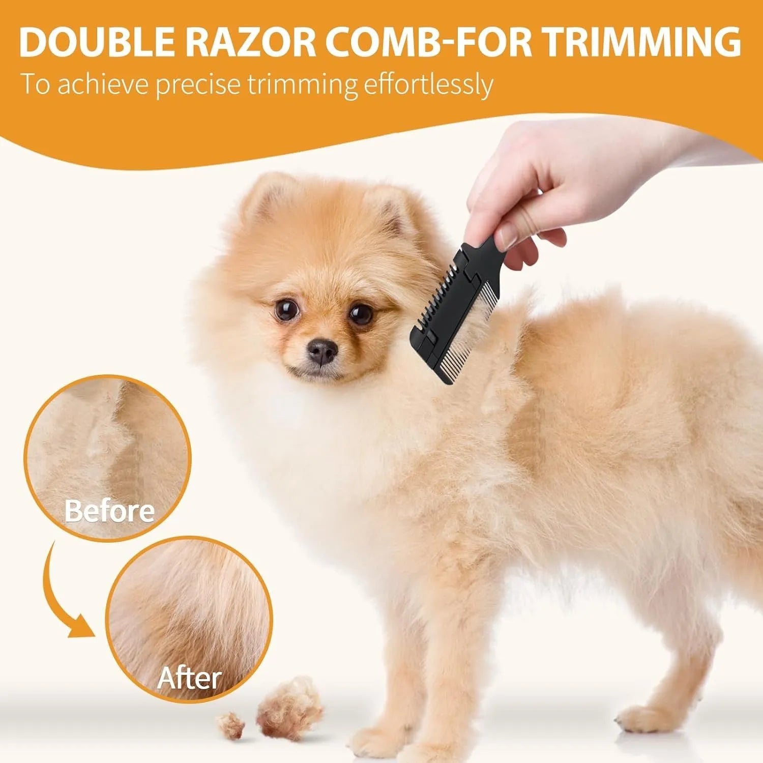 2 in 1 pet razor comb for dogs and cats with 10 replacement blades for safe hair trimming and detangling