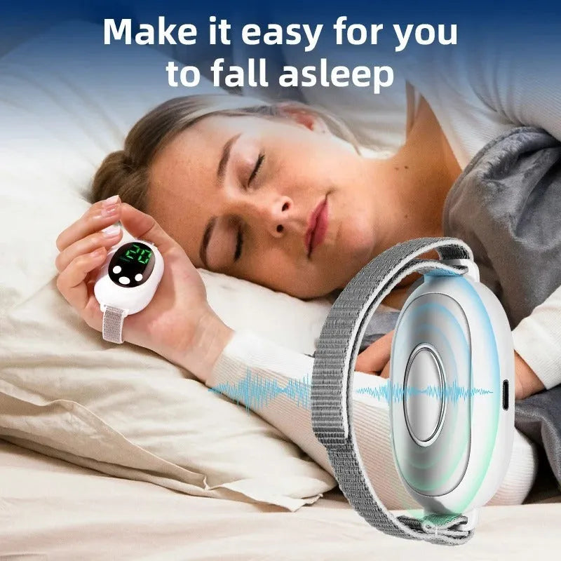 White handheld insomnia relief device with adjustable control and USB charging port