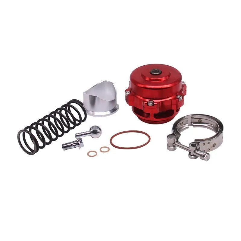 50mm aluminium alloy automotive blow-off valve in assorted colours: black, blue, red, purple, silver, gold.