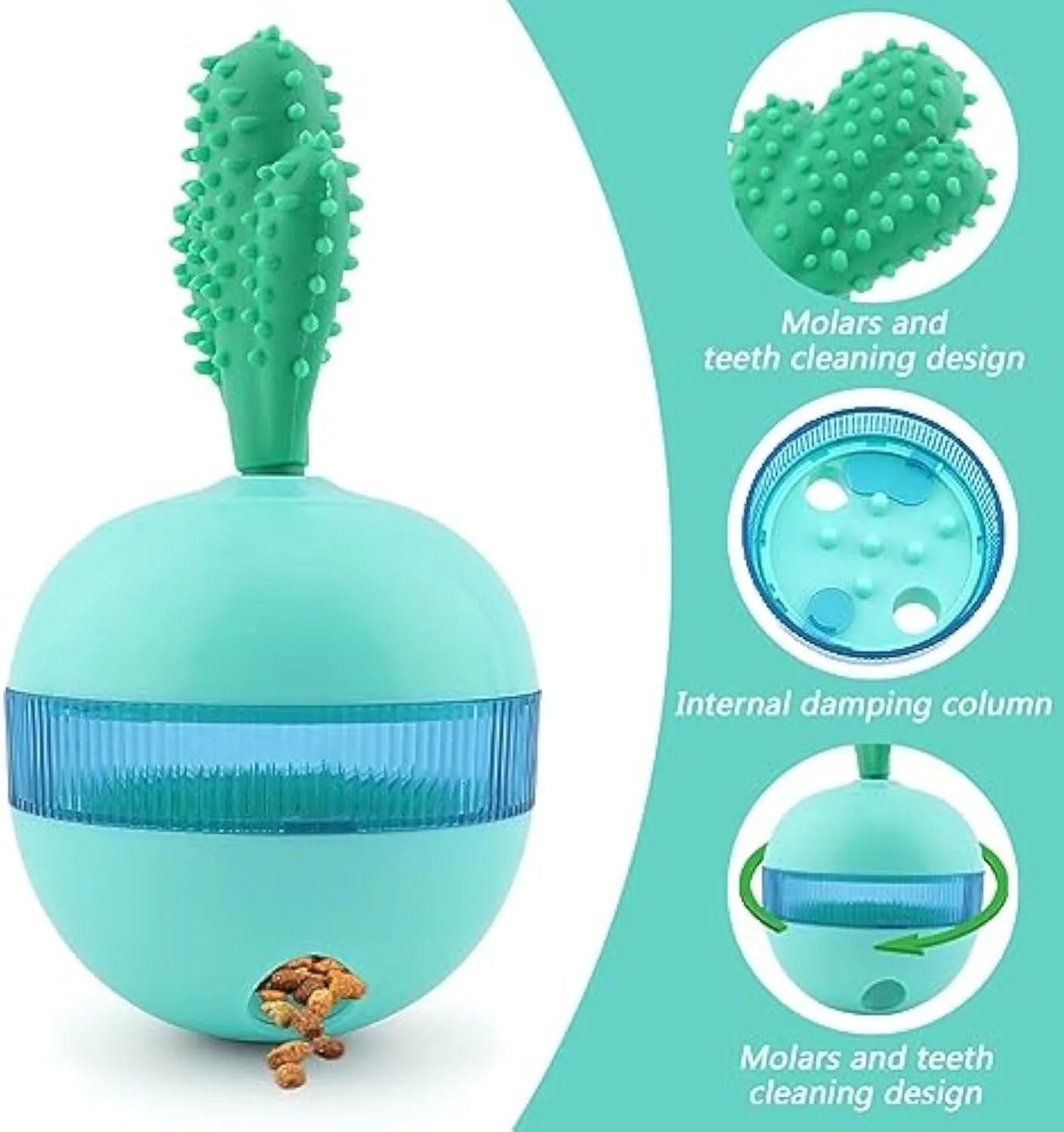 Blue durable rubber treat dispensing dog toy with tumble ball design for medium and large dogs