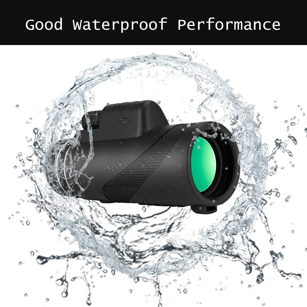 Black HD 40x60 monocular telescope with fully coated lenses and compact design