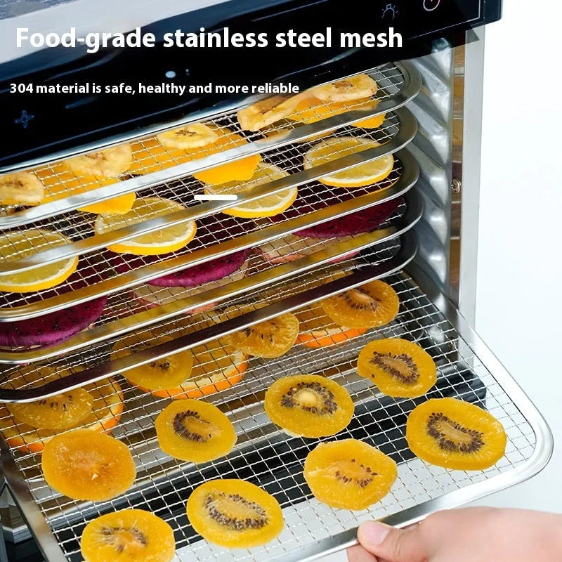 Stainless steel fruit dehydrator with 6 or 8 layers and LED panel for drying food