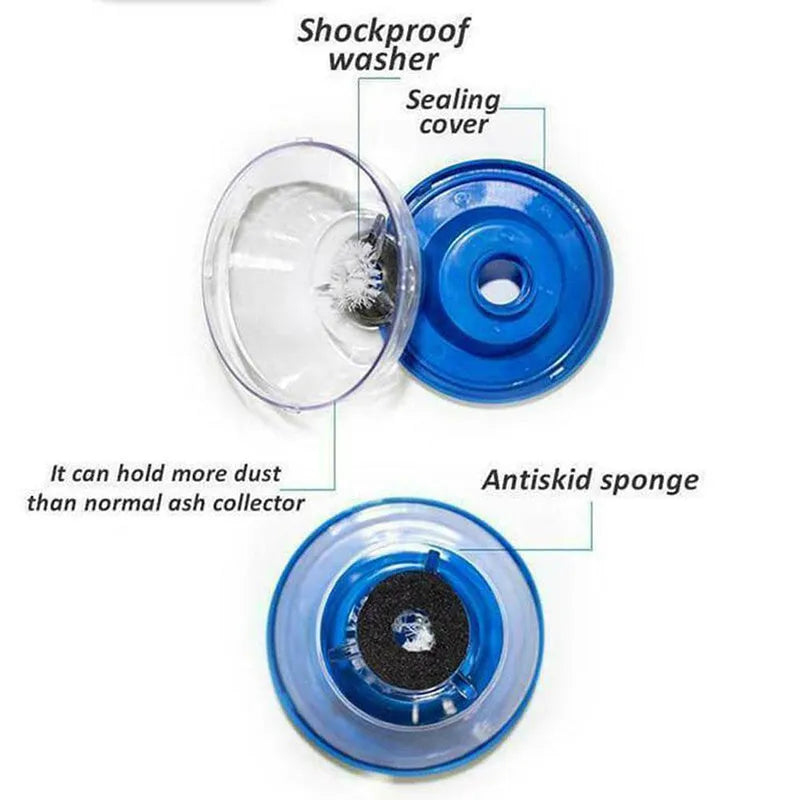 Blue bowl-shaped electric hammer dust cover accessory for capturing drill debris.
