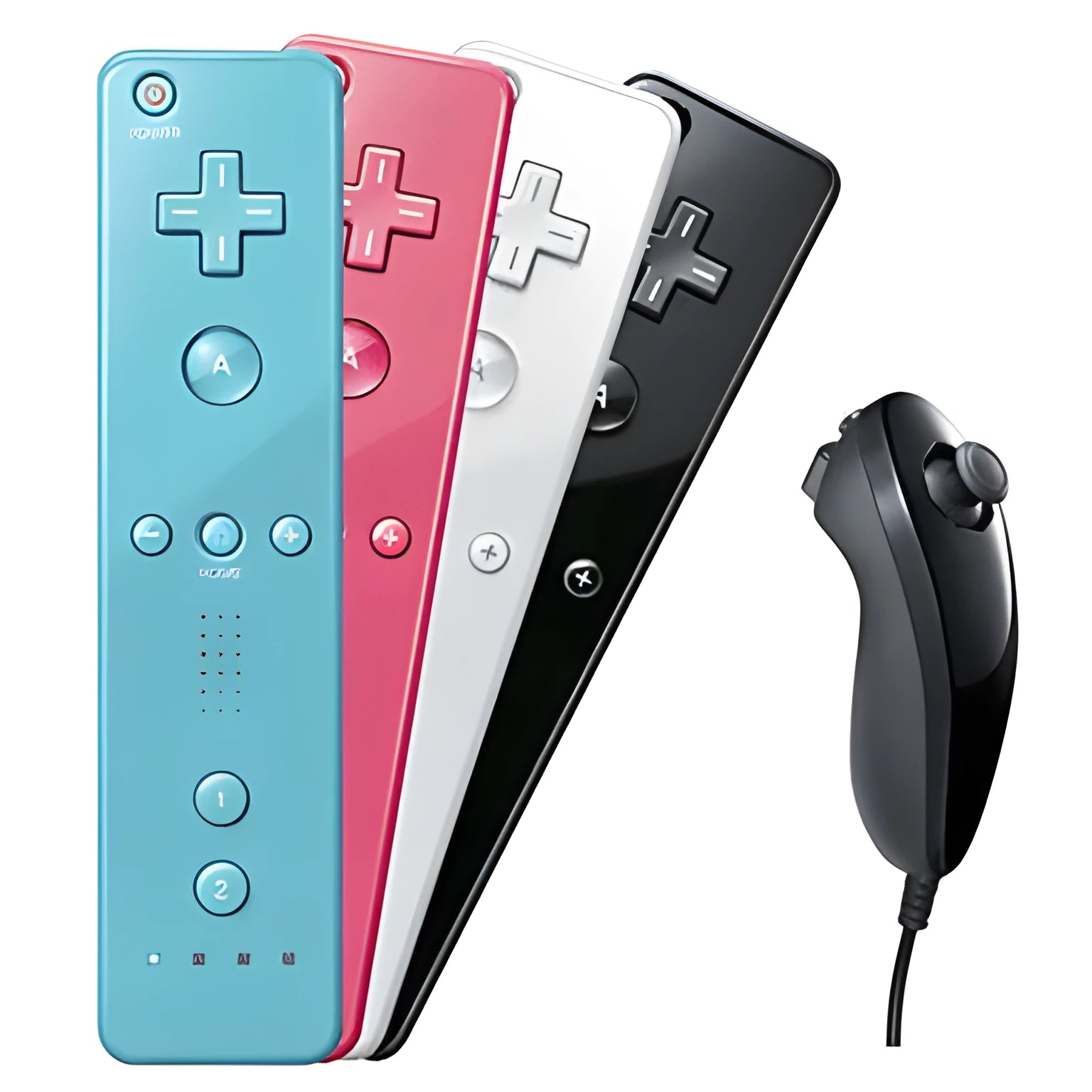 Wii left and right gamepad controllers with hand straps and rubber sleeve accessory