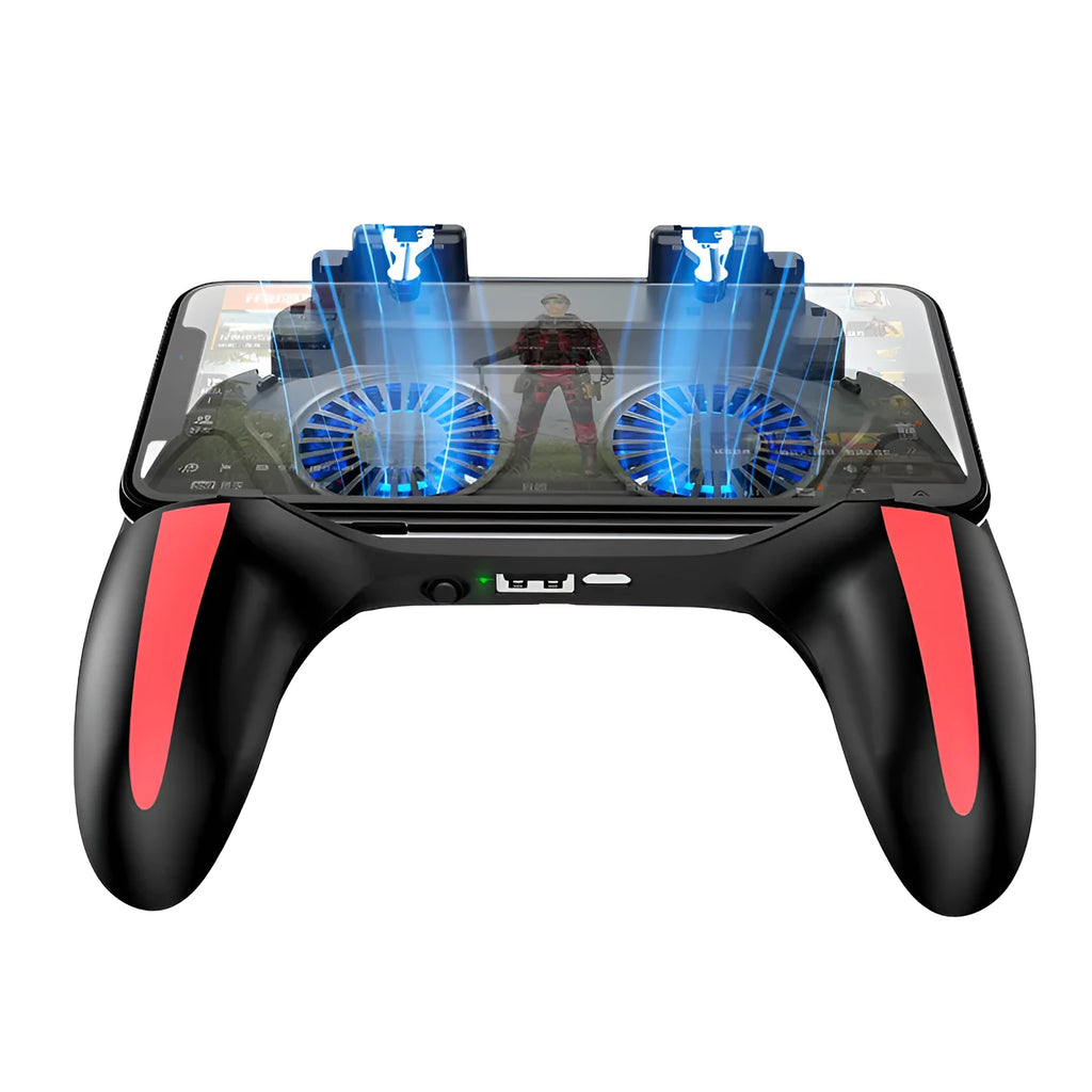 H10 mobile phone gaming controller with touch screen interface showing battery capacity options