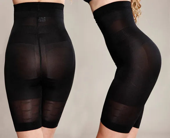 Black seamless high waist shapewear shorts for women on a mannequin
