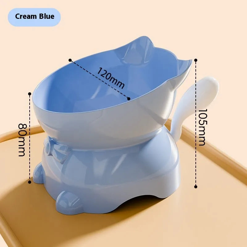 Stainless steel anti-fall oblique cat bowl in black, blue, pink and yellow colour options