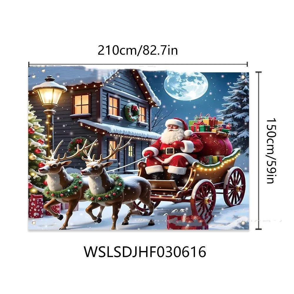 Santa Claus Christmas banner with gift design measuring 210 by 150 cm