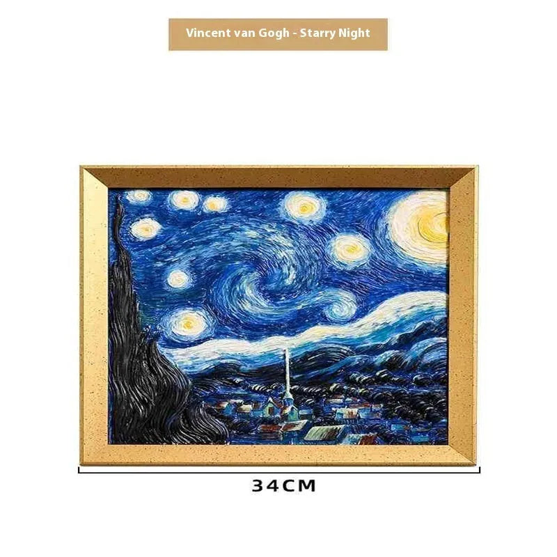 DIY oil painting by numbers kit on epoxy pottery canvas with brushes and paints for Van Gogh Starry Night