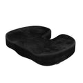 Black flannel U-shaped memory foam office seat cushion showing contoured design for hip support