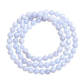 Blue agate bracelet with striped beads in 6-6.8mm three-circle arrangement
