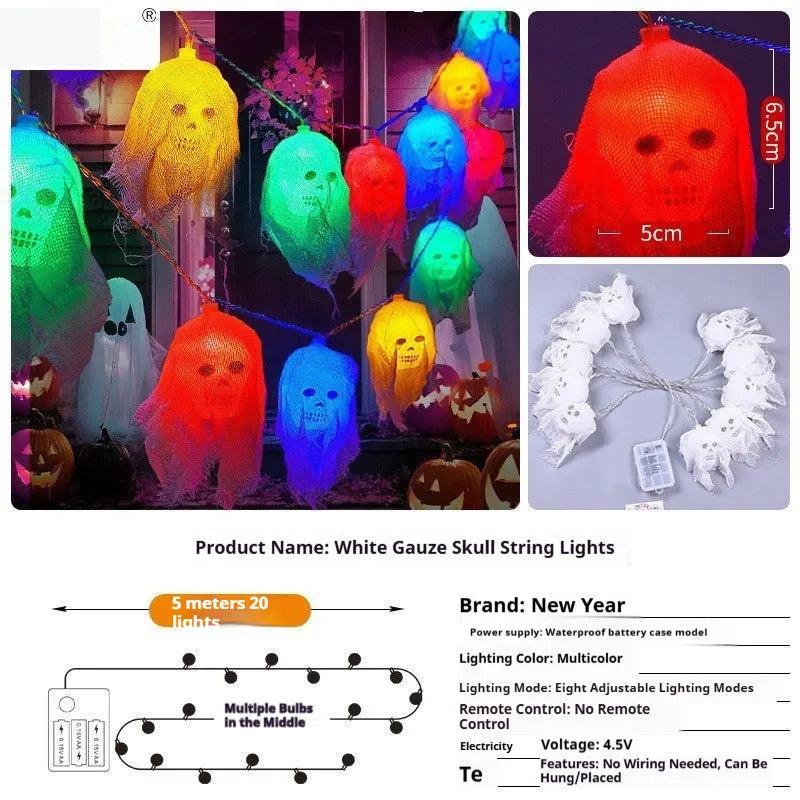 Halloween coloured LED light strand with plastic shell and battery box for indoor wall decoration