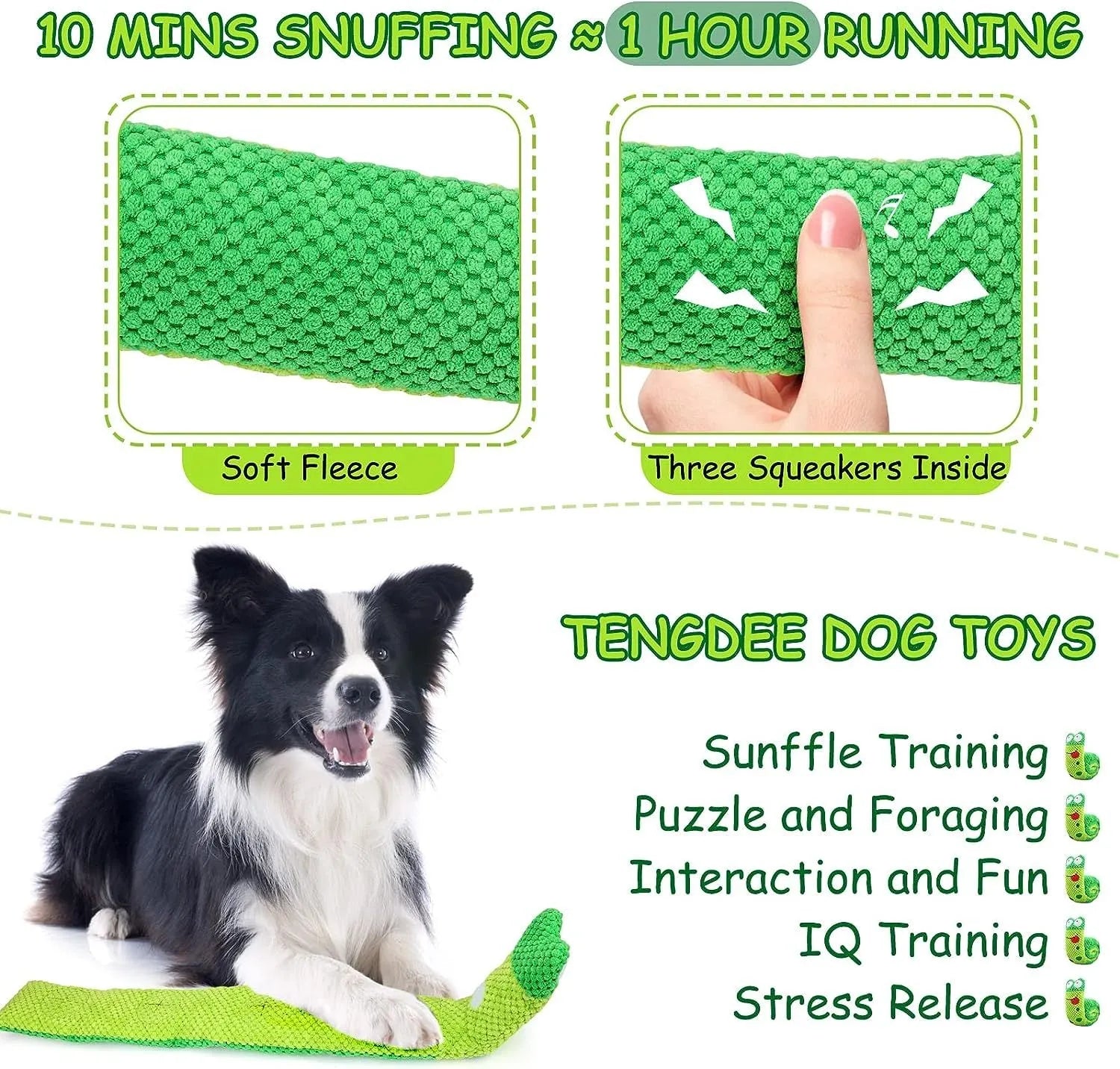 Dog puzzle toy in snail shape with velvet fabric and hidden food holes