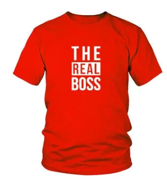 Man's loose fit round neck t-shirt with a graphic print, short sleeves, on a white background.