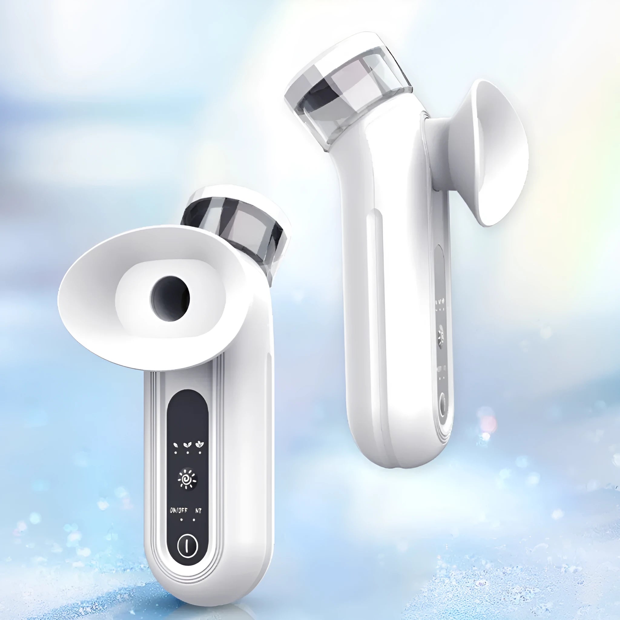 White portable cold and hot compress eye atomisation device with USB cable and eye mask