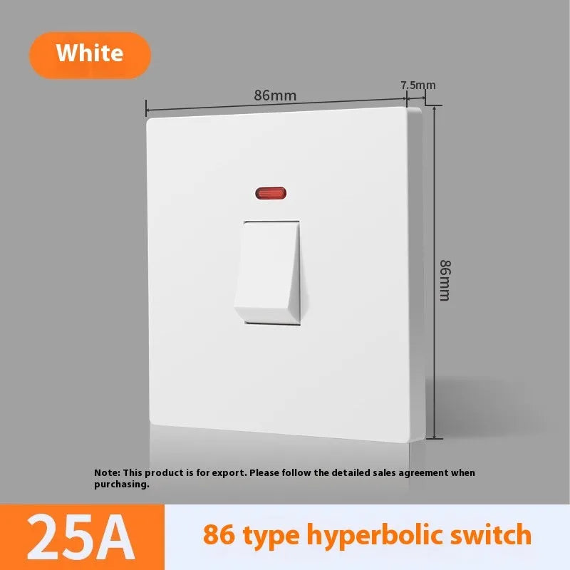 High-power illuminated circuit breaker switch for water heaters and air conditioners in gold finish
