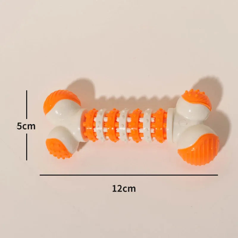 Blue bone-shaped interactive dog toy for small breeds with treat compartment