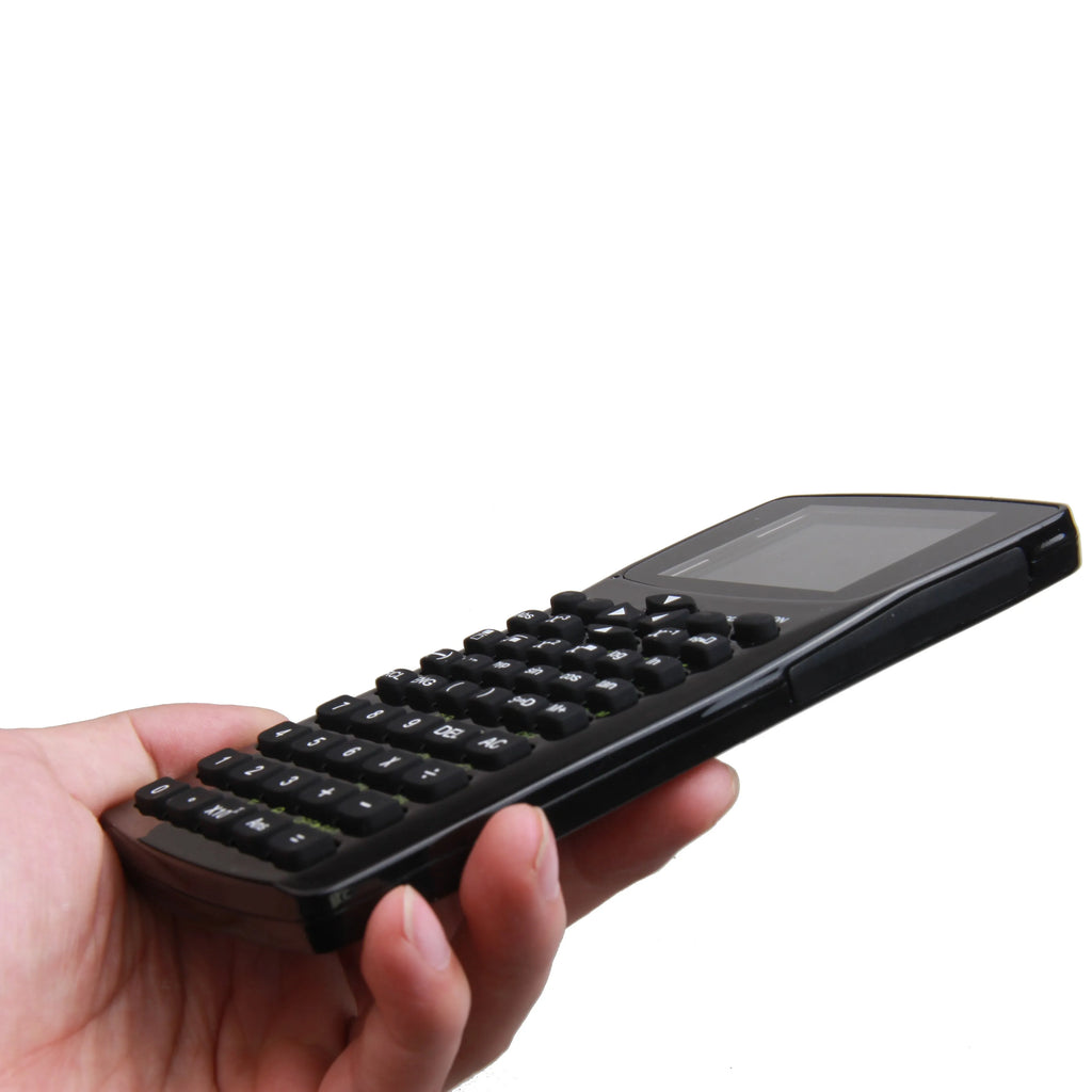 Black multifunctional e-book reader with a colour screen and adjustable strap showing language menu and media icons.