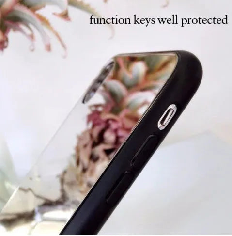 Black iPhone mirror phone case showing reflective back, compatible with iPhone X and 7/8 Plus models.