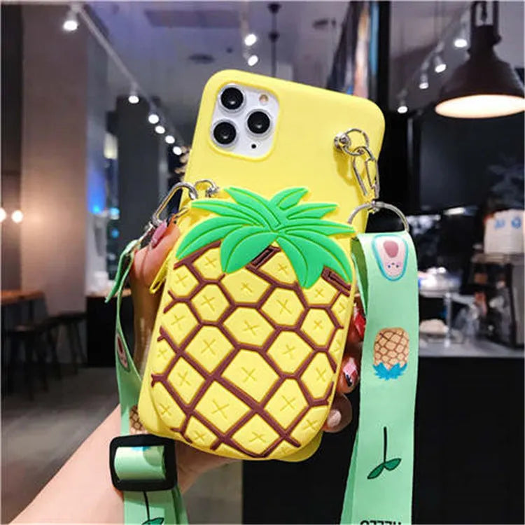 Cartoon camouflage silicone wallet case for Huawei phones in various colours, showing card slots.