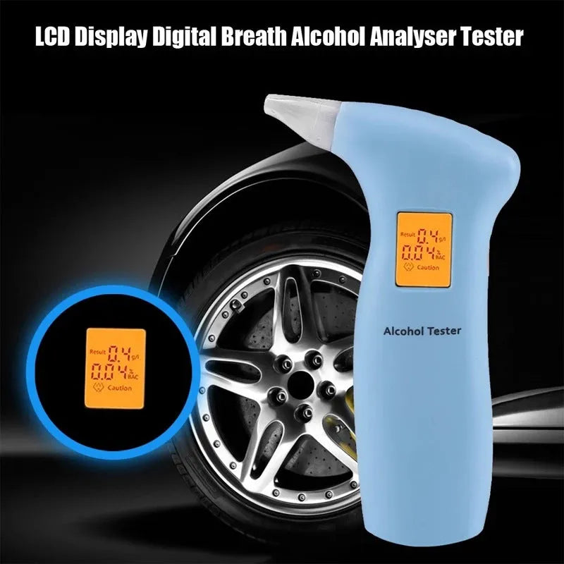 Portable orange light breath alcohol tester with four disposable mouthpieces