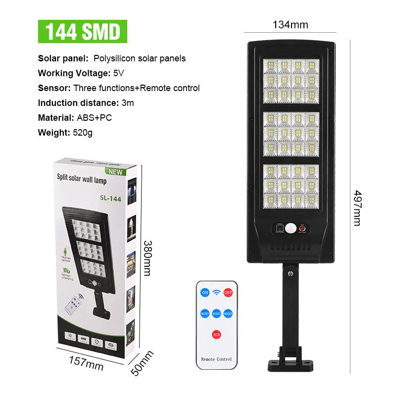 Plastic solar street light with remote control for outdoor garden or pathway illumination