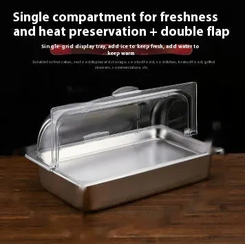 Stainless steel commercial dining plate display box with lid and multiple compartment configuration options