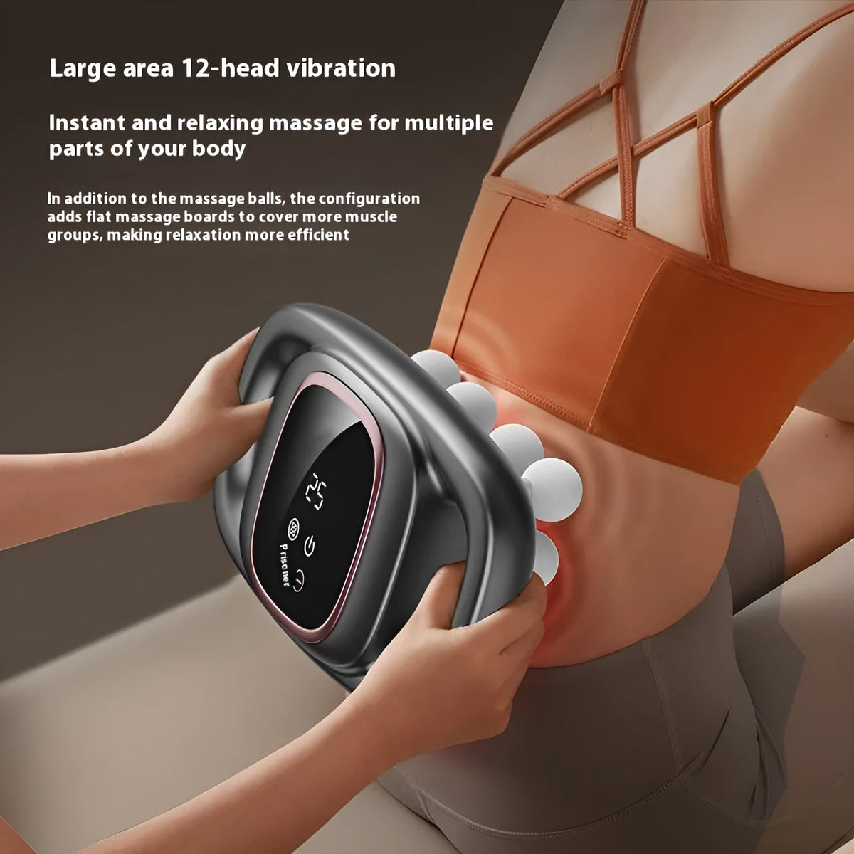 12-head massage gun with HD LCD screen, 30 gears, 3 modes, low noise 36-45dB, Blue or Grey