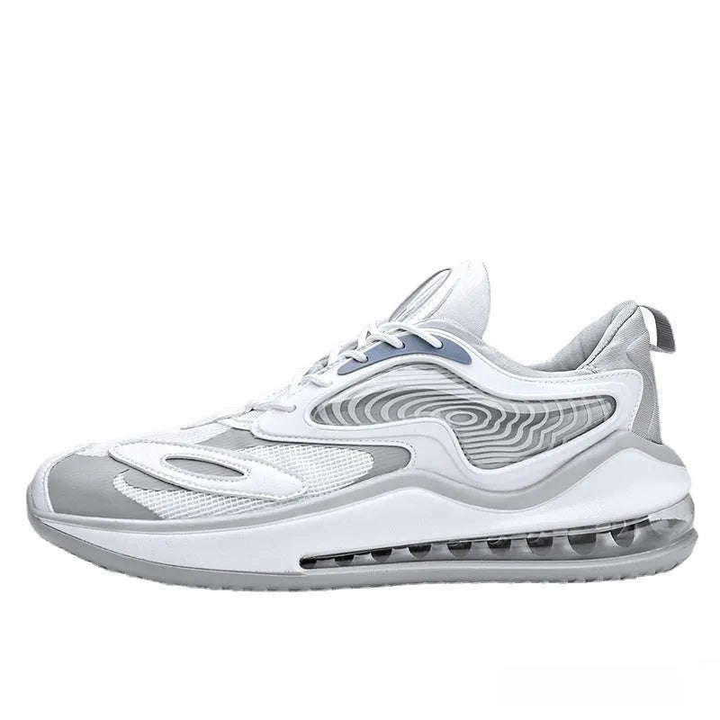 Men's summer air cushion casual shoes in Space Black with height increasing design and rubber sole