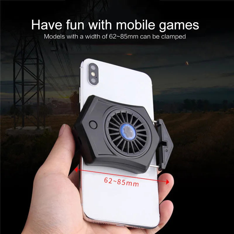 Black and white aluminium USB mobile phone radiator cooling fan accessory for gaming phones