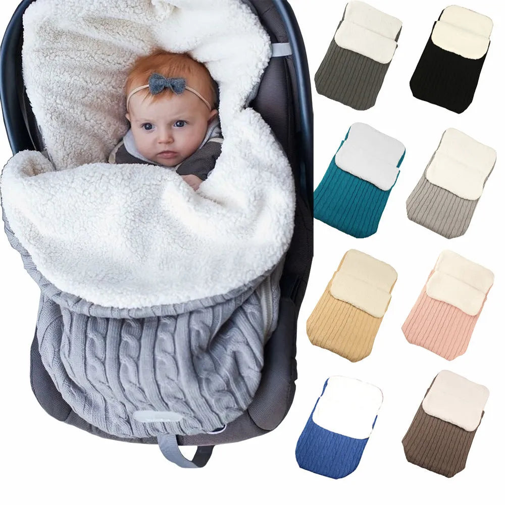 Baby stroller sleeping bag with thick filling in envelope design, shown in beige colour.