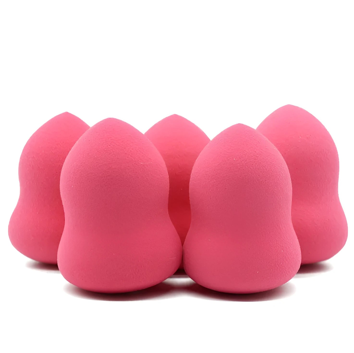 Pink hydrophilic non-latex makeup sponge puff measuring 4 by 4 by 5.6 centimetres.